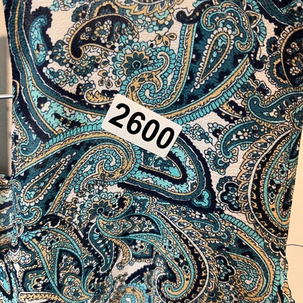 MICHAEL Michael Kors Cold Shoulder Paisley Blouse Top Teal Blue Women's M - Picture 6 of 9
